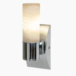Lampada a parete in ottone cromato e alabastro a 1 luce piccola Alabaster Tube