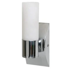 Lampada a parete in ottone cromato e alabastro a 1 luce piccola Alabaster Tube