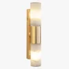 Lampada a parete in ottone placcato oro e alabastro a 2 luci Alabaster Tube
