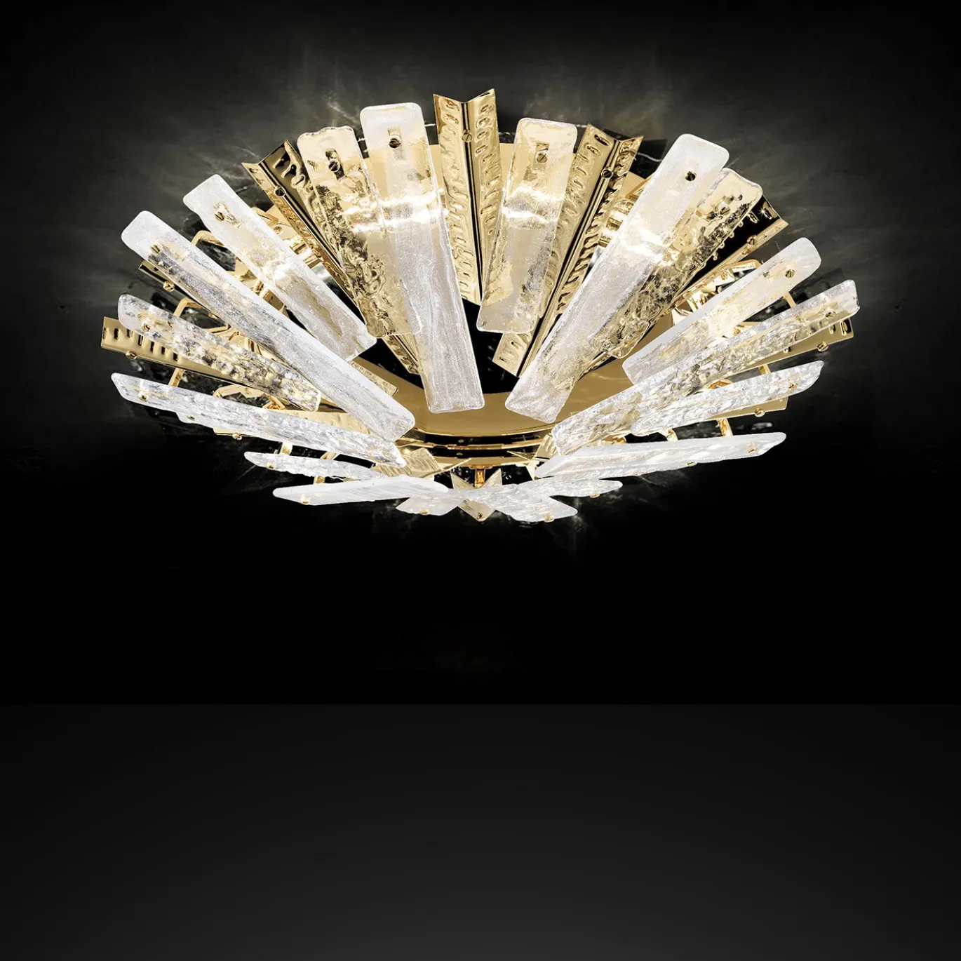 Lampada a soffitto Artic oro chiaro e vetro trasparente
