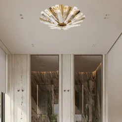 Lampada a soffitto Artic oro chiaro e vetro trasparente