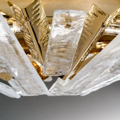 Lampada a soffitto Artic oro chiaro e vetro trasparente
