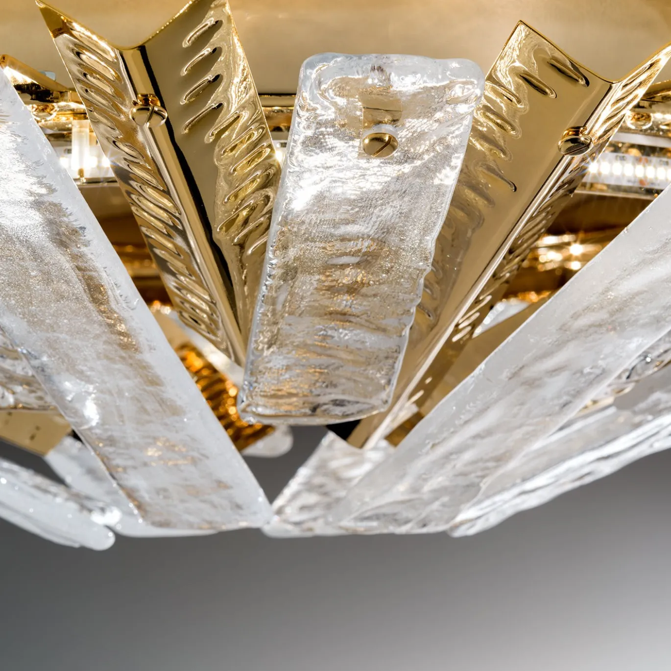 Lampada a soffitto Artic oro chiaro e vetro trasparente