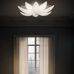 Lampada a soffitto Paradise cromo con vetro foglia argento