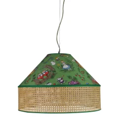Lampada a sospensione Alice in Wonderland in tessuto e paglia di Vienna