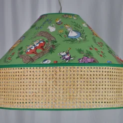 Lampada a sospensione Alice in Wonderland in tessuto e paglia di Vienna