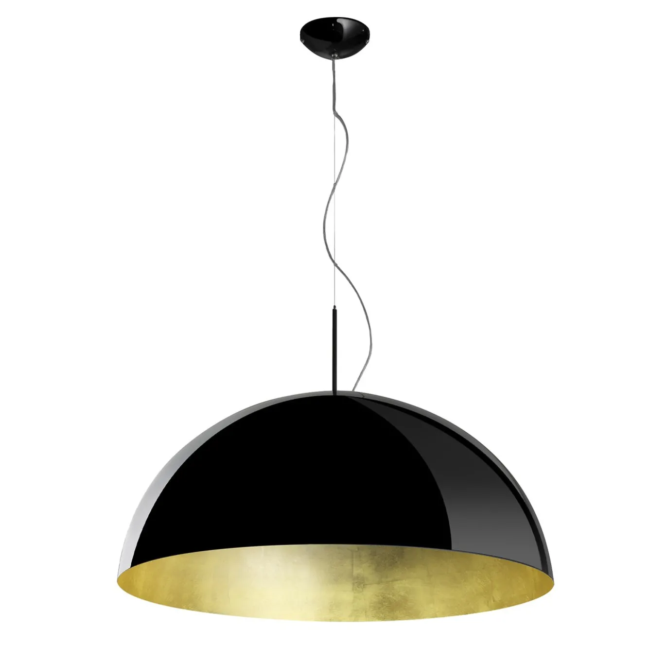 Lampada a Sospensione Amalfi Nero Lucido e Foglia d'Oro