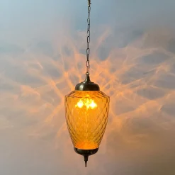 Lampada a Sospensione Amber Lantern in Vetro di Murano