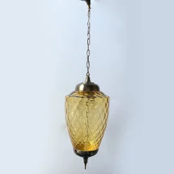 Lampada a Sospensione Amber Lantern in Vetro di Murano
