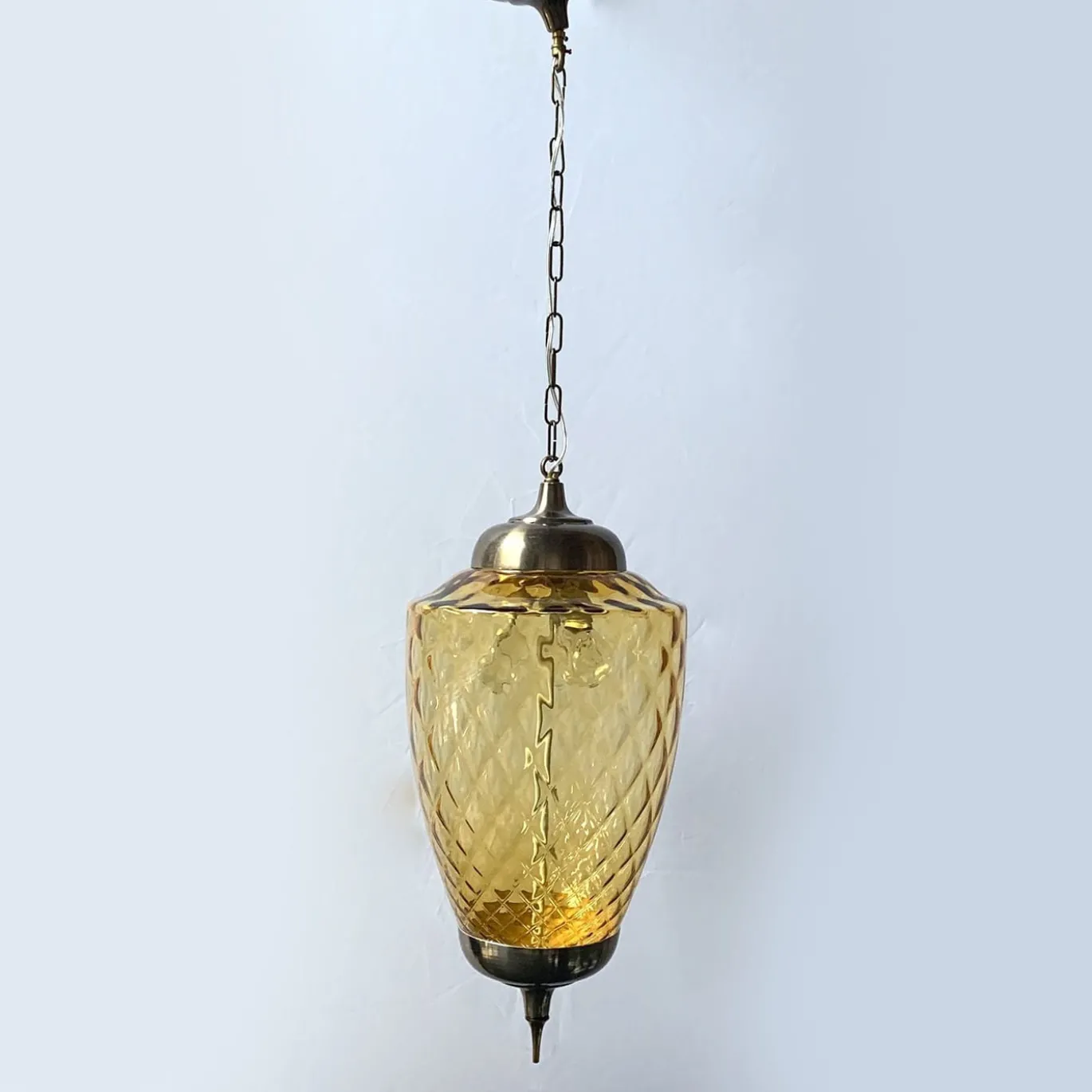 Lampada a Sospensione Amber Lantern in Vetro di Murano
