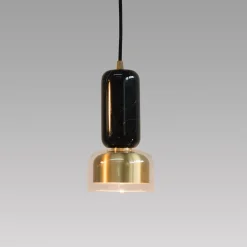Lampada a sospensione Andromeda in marmo nero Marquinha e ottone satinato