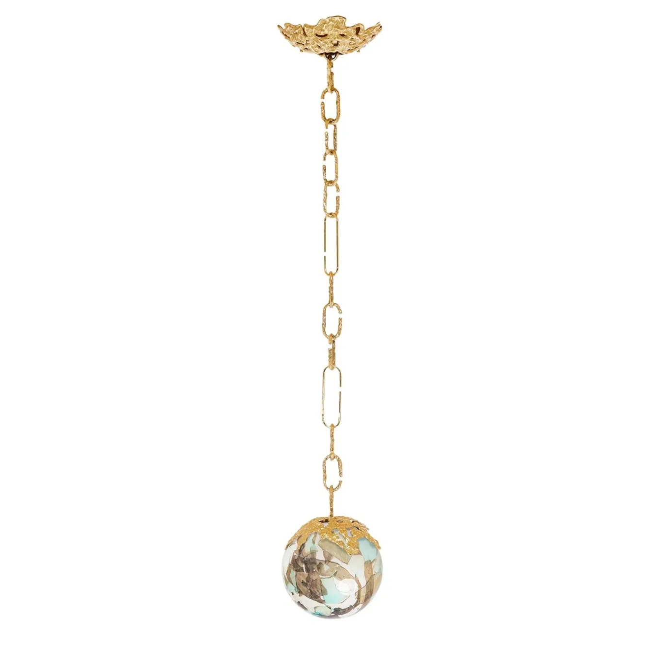 Lampada a sospensione Aquamarine Broken Charm in vetro di Murano