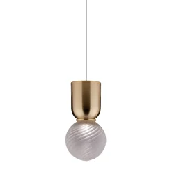 Lampada a sospensione Atlas S1 in vetro borosilicato dorato