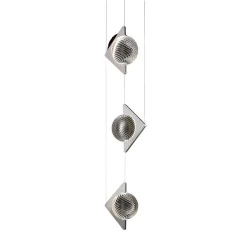 Lampada a sospensione a tre elementi in acciaio inox Oz