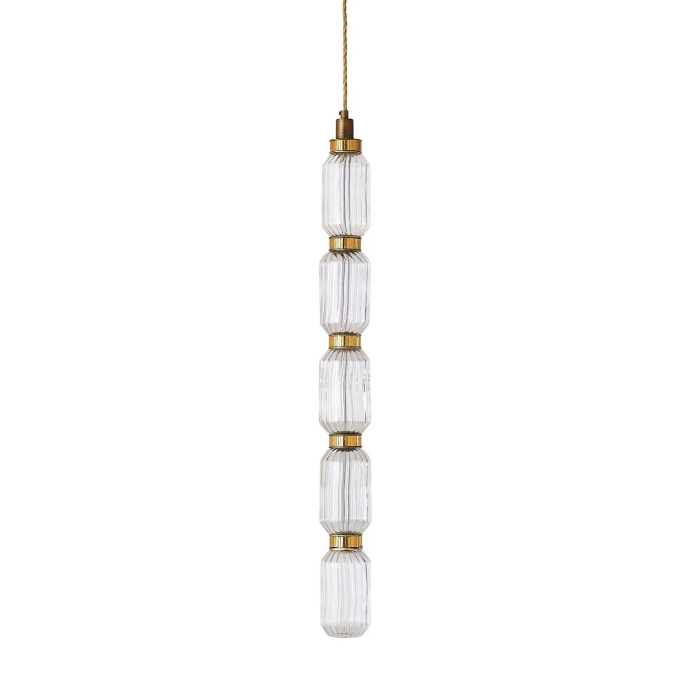 Lampada a sospensione Ballet N.6 in vetro e metallo bronzo