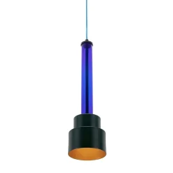Lampada a sospensione B'Anthology N. 5 in foglia nera e oro