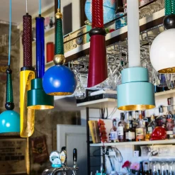 Lampada a sospensione B'Anthology N. 4 in foglia gialla e oro