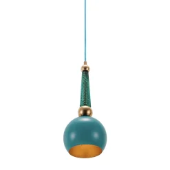Lampada a sospensione B'Anthology in turchese e foglie d'oro