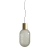 Lampada a sospensione Bloom in ottone naturale e vetro trasparente grigio #1