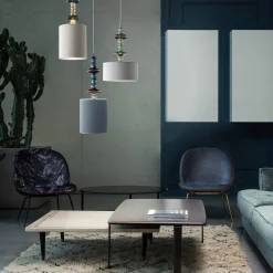 Lampada a sospensione Bon Bon Topazio e Grigio
