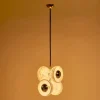 Lampada a sospensione Butterfly in ottone lucido e alabastro