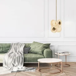 Lampada a sospensione Butterfly in ottone lucido e alabastro