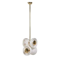 Lampada a sospensione Butterfly in ottone lucido e alabastro