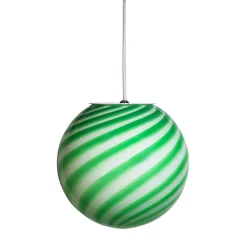 Lampada a sospensione Candy in vetro di Murano Canne verde e bianco