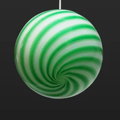 Lampada a sospensione Candy in vetro di Murano Canne verde e bianco