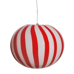 Lampada a sospensione Candy in vetro di Murano Canne Straight rosso e bianco