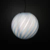 Lampada a sospensione Candy in Vetro di Murano Rigadin Ritorto Azzurro