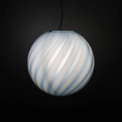 Lampada a sospensione Candy in Vetro di Murano Rigadin Ritorto Azzurro