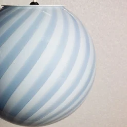Lampada a sospensione Candy in Vetro di Murano Rigadin Ritorto Azzurro