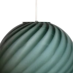 Lampada a sospensione Candy in vetro di Murano Rigadin Ritorto verde petrolio