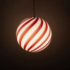 Lampada a sospensione Candy Wild Cherry in Vetro di Murano Swirl