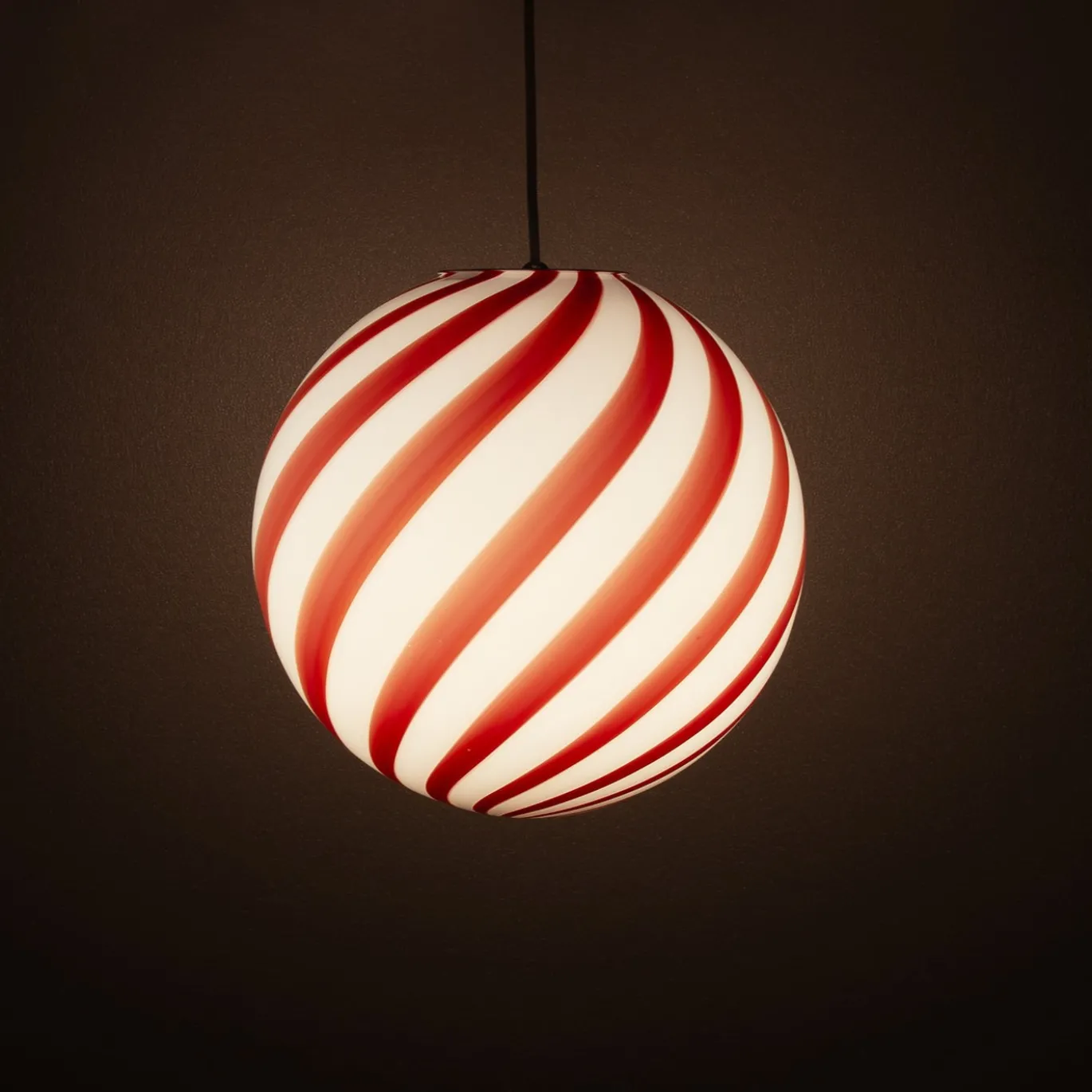Lampada a sospensione Candy Wild Cherry in Vetro di Murano Swirl