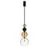 Lampada a sospensione Caruso a 1 luce in vetro di Murano color Fumè, cristallo trasparente e nero