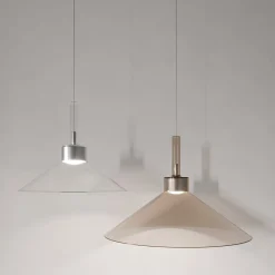 Lampada a Sospensione Concentrico a cono in vetro con finitura marrone