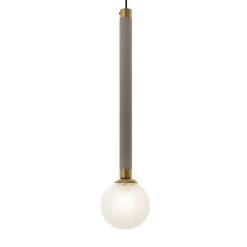 Lampada a sospensione Crystal Ball in metallo finitura Champagne