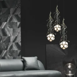 Lampada a sospensione fitomorfa in argento Snowball