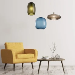 Lampada a Sospensione Forme in Vetro di Murano Blu