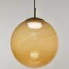 Lampada a Sospensione Gaia in Vetro di Murano Sfera Ambra