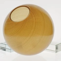 Lampada a Sospensione Gaia in Vetro di Murano Sfera Ambra