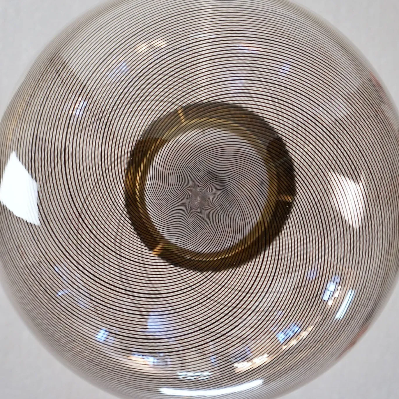 Lampada a Sospensione Gaia in Vetro di Murano Sfera Nera