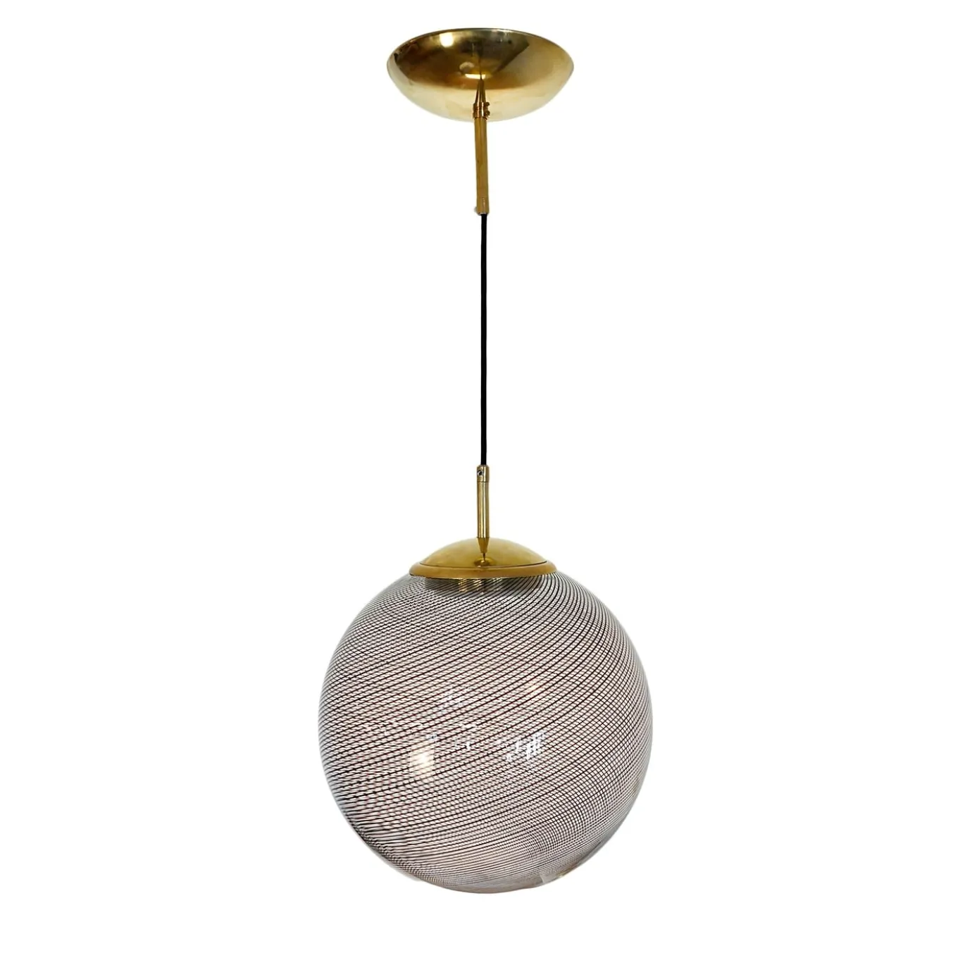 Lampada a Sospensione Gaia in Vetro di Murano Sfera Nera