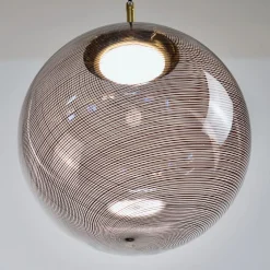 Lampada a Sospensione Gaia in Vetro di Murano Sfera Nera
