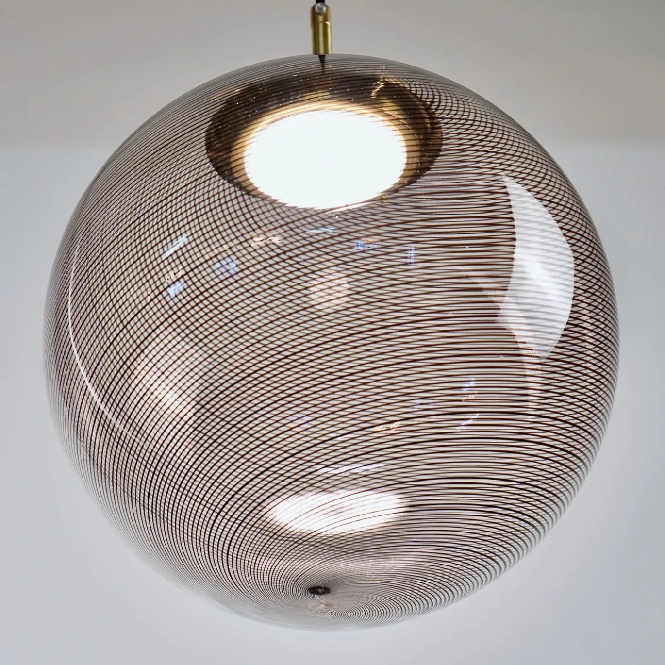Lampada a Sospensione Gaia in Vetro di Murano Sfera Nera