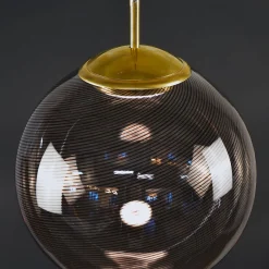Lampada a Sospensione Gaia in Vetro di Murano Sfera Nera
