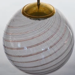Lampada a Sospensione Gaia in Vetro di Murano Sfera Bianca e Nera #3