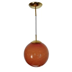 Lampada a Sospensione Gaia in Vetro di Murano Sfera Rossa